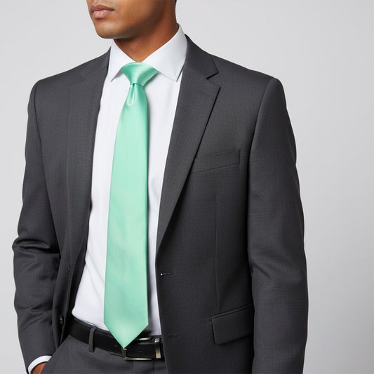 Plain Mint Green Satin Classic Mens Tie 2