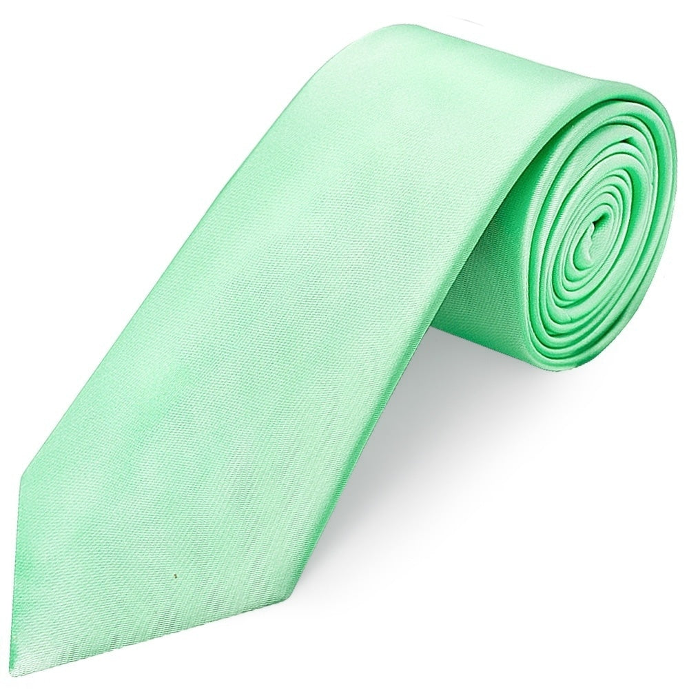 Plain Seafoam Green Satin Classic Mens Tie 1