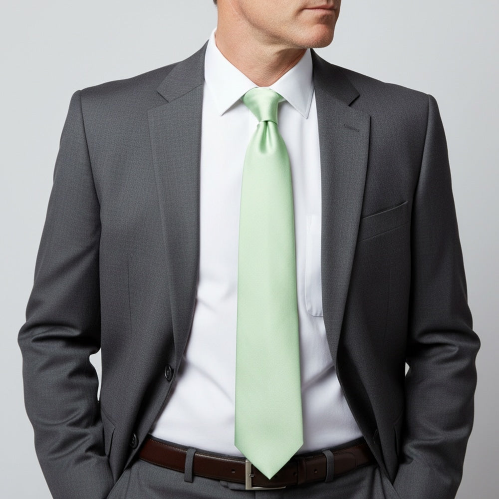 Pale Mint Satin Classic Mens Tie 2