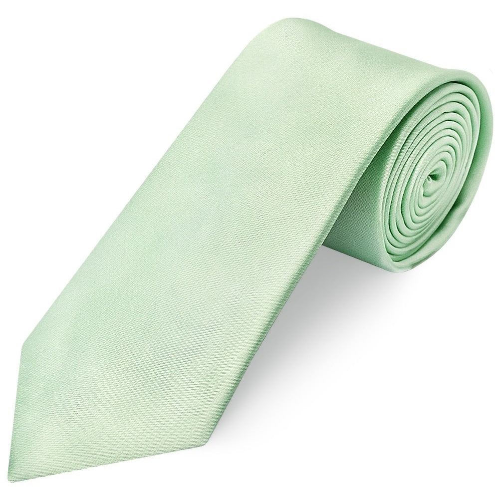 Pale Mint Satin Classic Mens Tie And Pocket Square Set 3