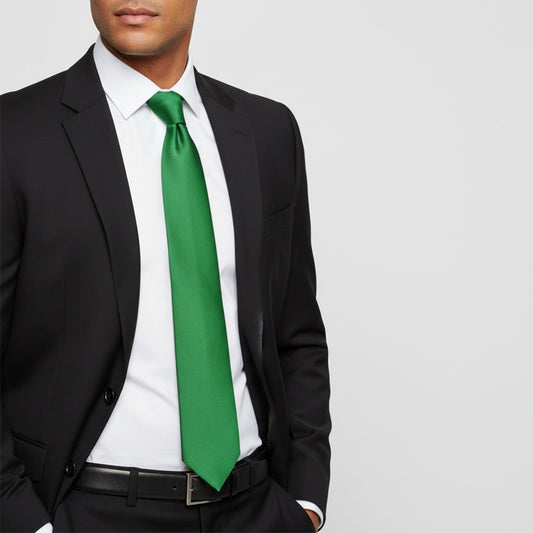 Plain Emerald Green Satin Classic Mens Tie 2