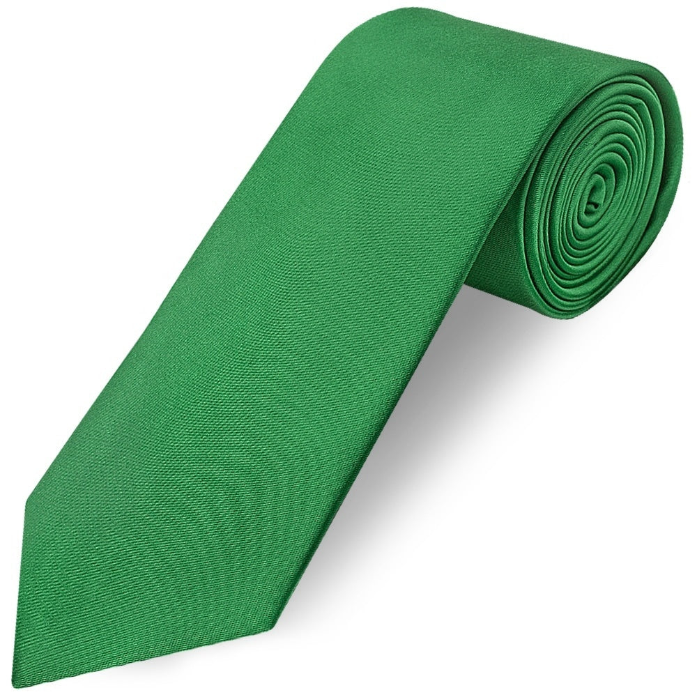 Plain Emerald Green Satin Classic Mens Tie And Pocket Square Set 3