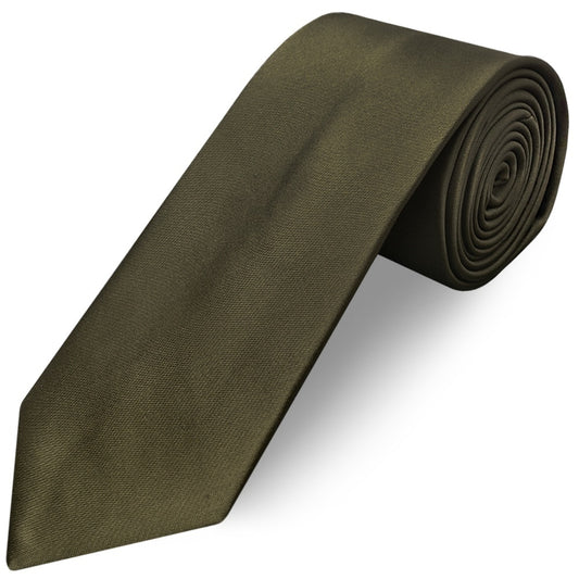 Plain Leaf Green Satin Classic Mens Tie 1