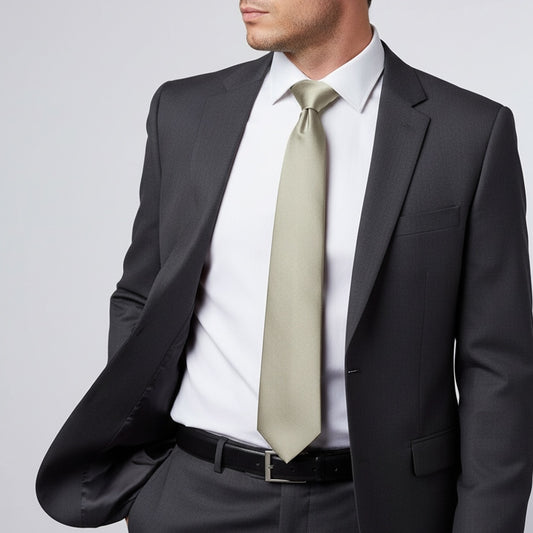 Plain Dusty Sage Satin Classic Mens Tie 2