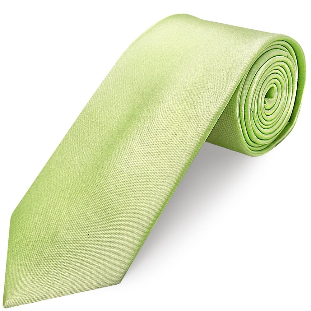 Plain Avocado Satin Classic Mens Tie And Pocket Square Set 3
