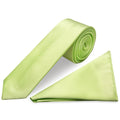 Avocado Green Skinny Tie and Pocket Square Set For Men in Satin