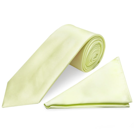 Plain Willow Green Satin Classic Men Tie And Pocket Square Set 1