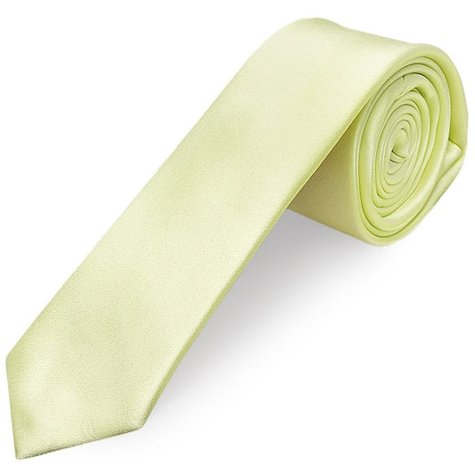 Plain Willow Green Satin Skinny Mens Tie 1