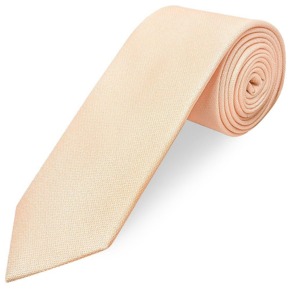 Classic Peach Mens Tie With Pocket Square And Lapel Pin Set 4