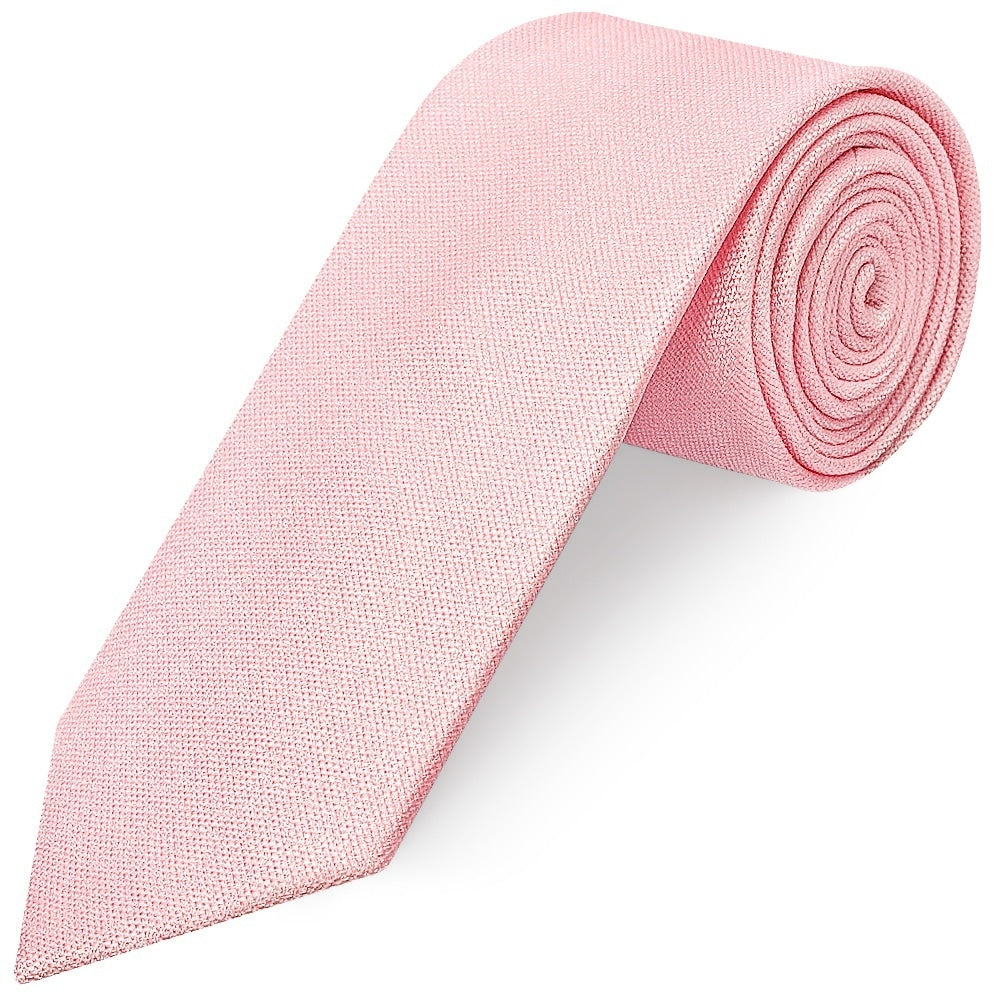 Classic Pink Mens Tie With Pocket Square And Lapel Pin Set 4