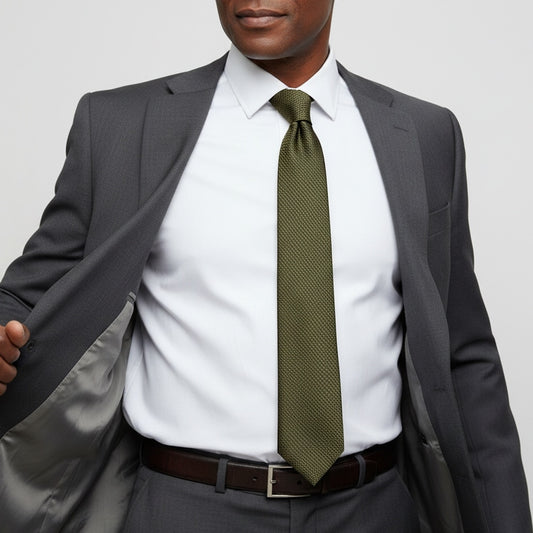 Olive Green Textured Classic Tie 2