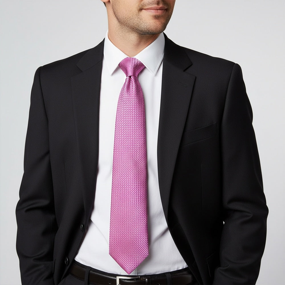 Hot Pink Textured Classic Tie 2