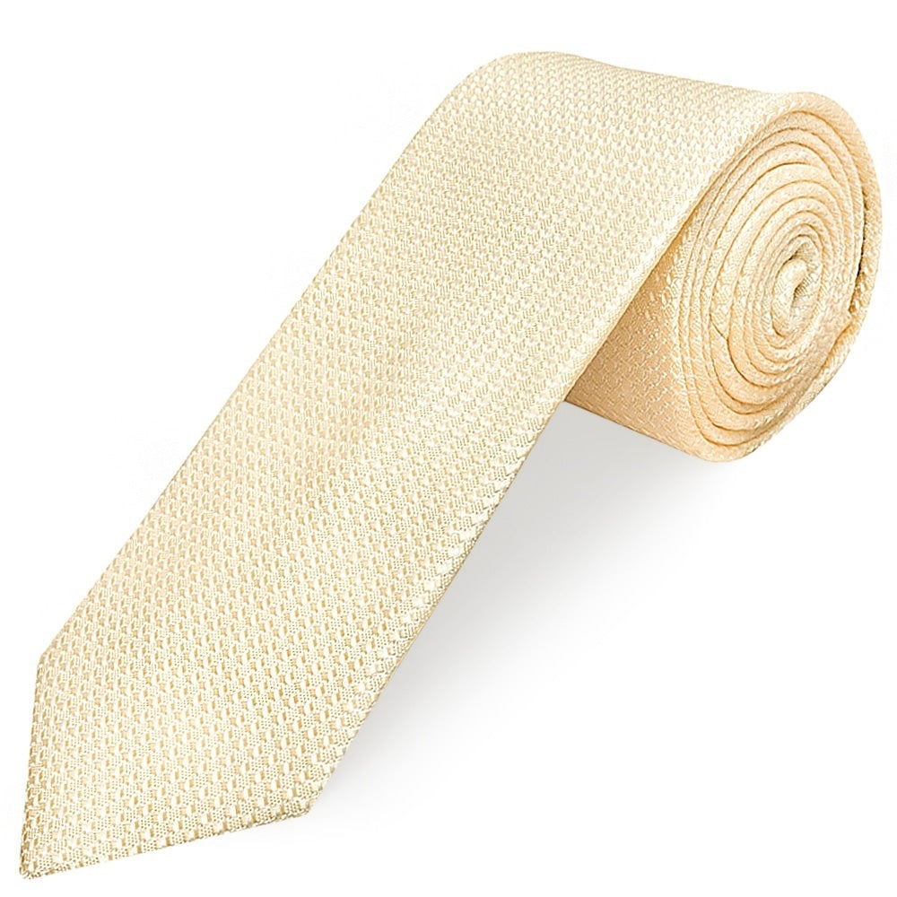 Ivory Textured Classic Tie And Pocket Square Set 3