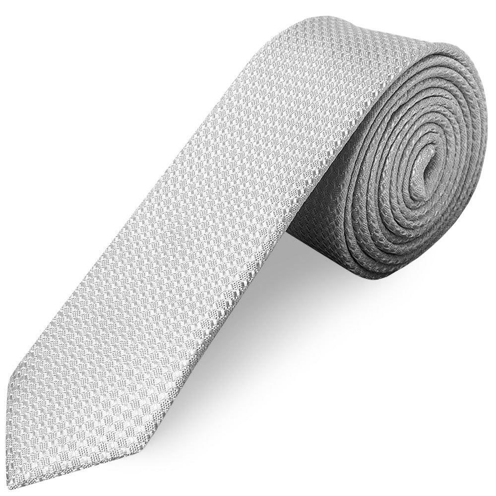 Silver Textured Skinny Tie 1