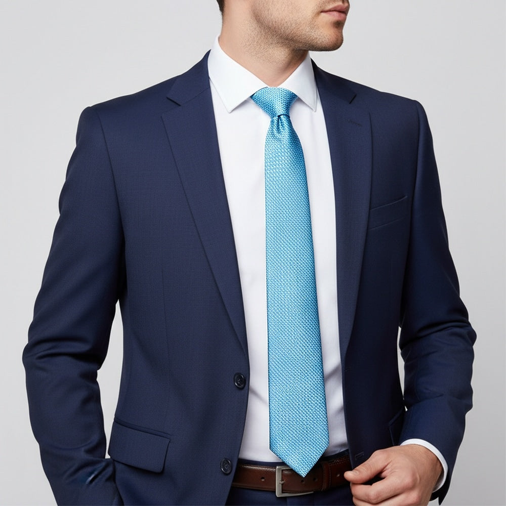 Blue Textured Classic Tie 2