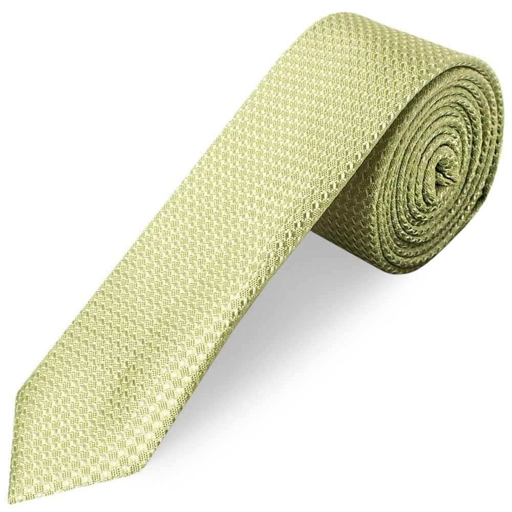 Sage Green Textured Skinny Tie And Pocket Square Set 2