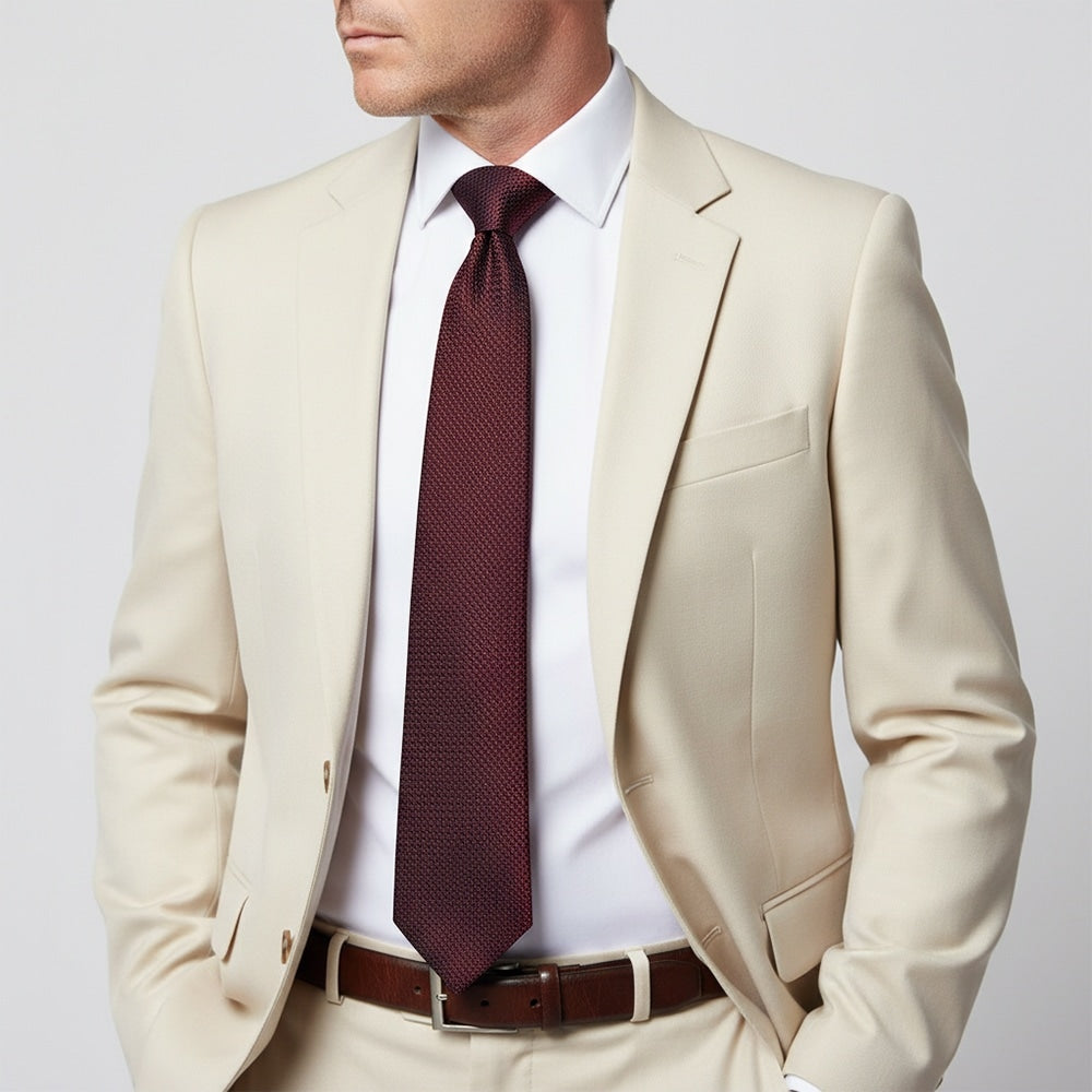 Burgundy Textured Classic Tie 2