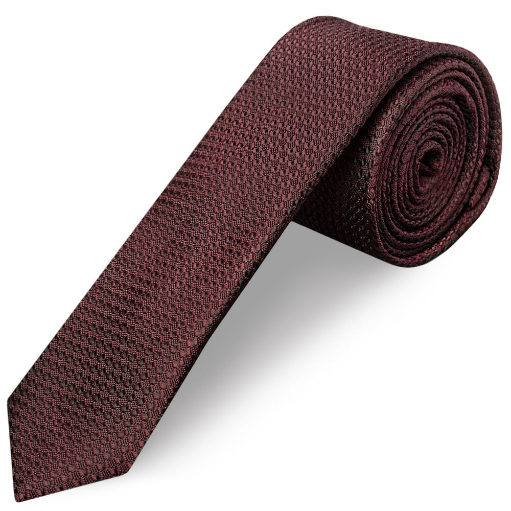 Burgundy Textured Skinny Tie 1