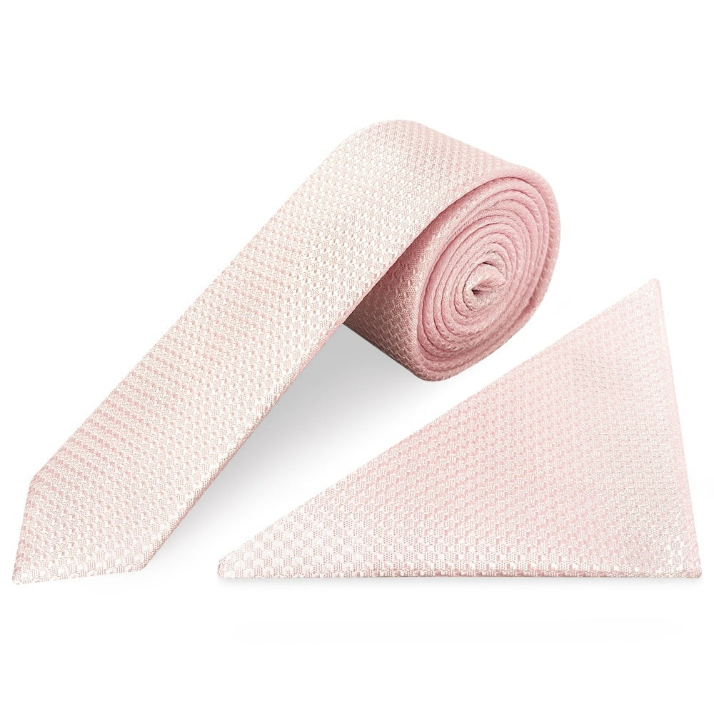 Blush Boys Textured Skinny Tie And Pocket Square Set 1