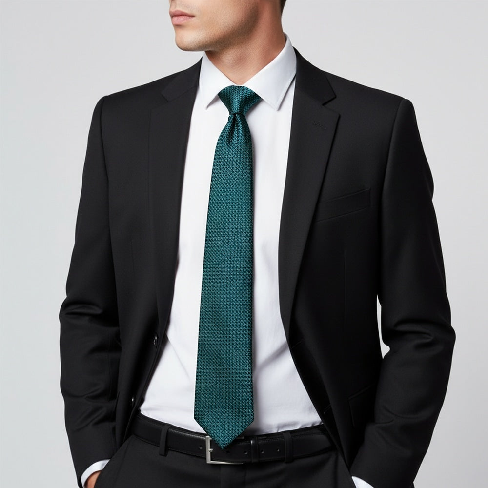 Teal Textured Classic Tie 2