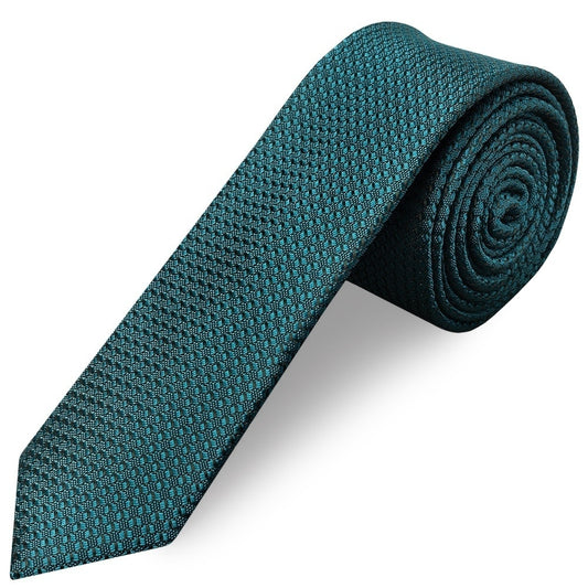 Teal Textured Skinny Tie And Pocket Square Set 2