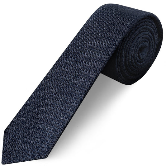 Navy Textured Skinny Tie And Pocket Square Set 2
