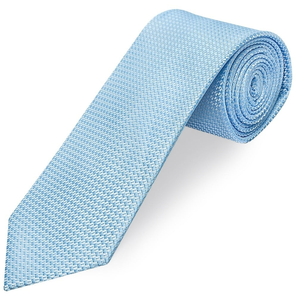Dusty Blue Textured Classic Tie And Pocket Square Set 3