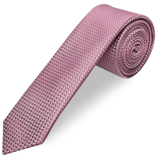 Dusty Pink Textured Skinny Tie 1