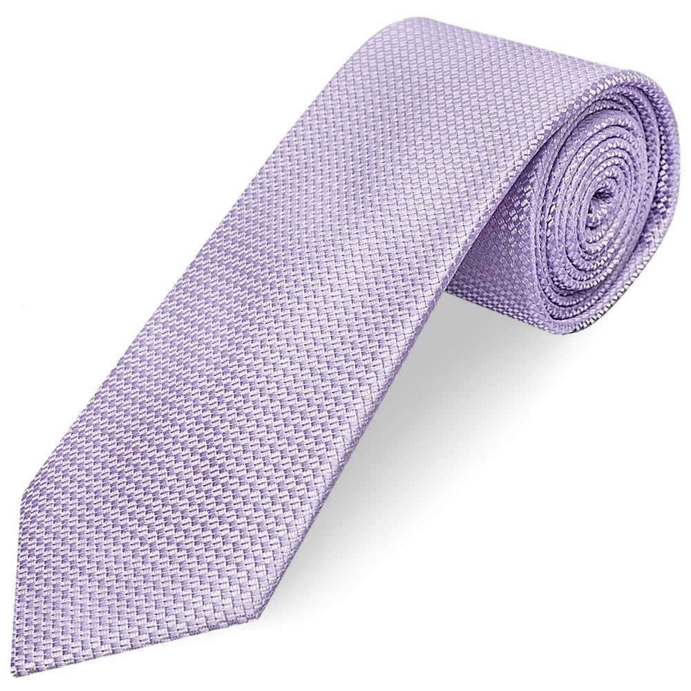 Lilac Textured Classic Tie And Pocket Square Set 3