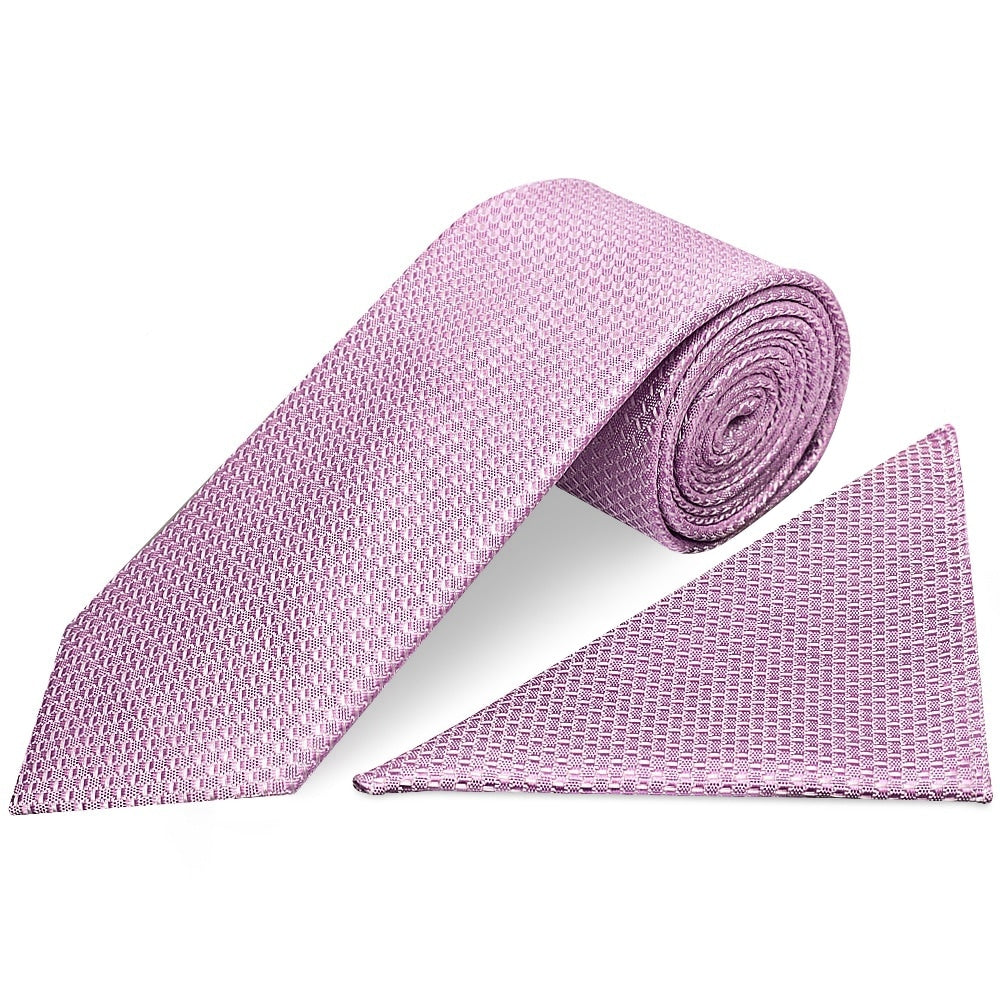 Lavender Textured Classic Tie And Pocket Square Set 1