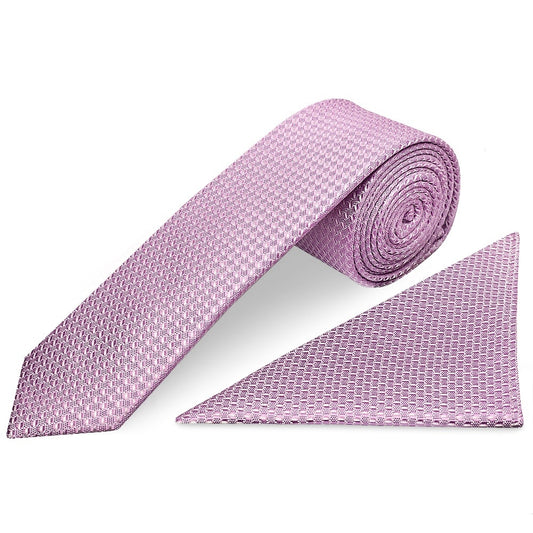Lavender Textured Skinny Tie And Pocket Square 1