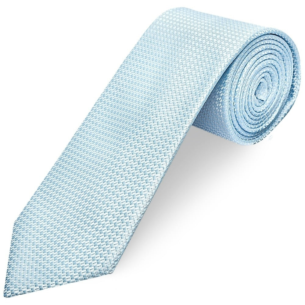 Sky Blue Textured Classic Tie And Pocket Square Set 3