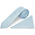 Sky Blue Textured Skinny Tie and Pocket Square Set