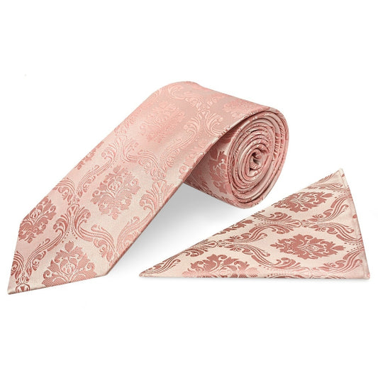 Rose Gold Paisley Classic Mens Tie And Pocket Square Set 1