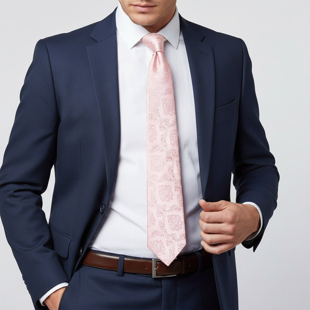 Blush Pink Paisley Classic Mens Tie 2