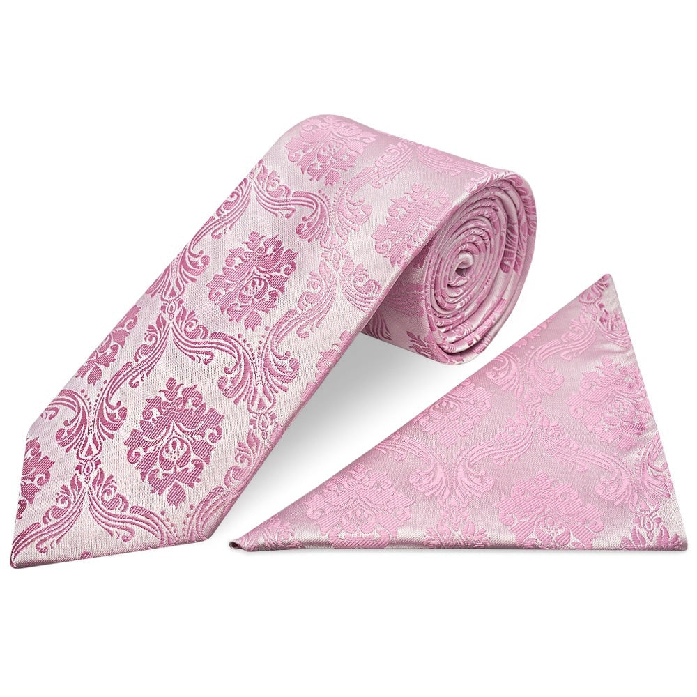 Dusty Pink Paisley Classic Mens Tie And Pocket Square Set 1