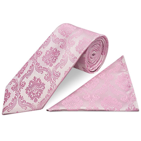 Dusty Pink Paisley Classic Mens Tie And Pocket Square Set 1