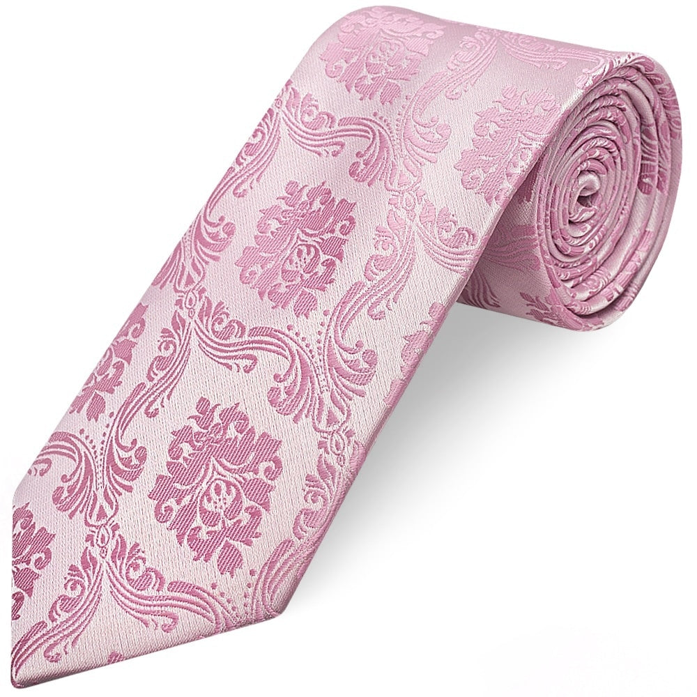 Dusty Pink Paisley Classic Mens Tie And Pocket Square Set 3