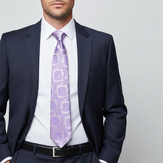 Lilac Paisley Classic Mens Tie 2