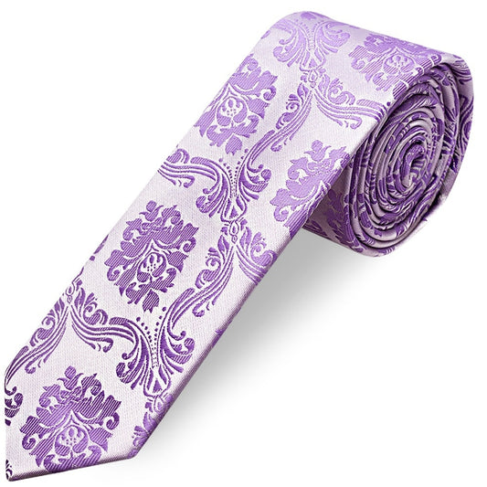 Cadbury Purple Paisley Skinny Mens Tie 1