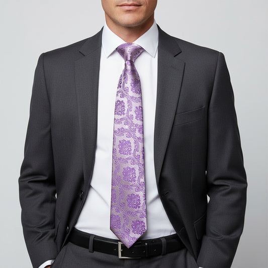 Cadbury Purple Paisley Classic Mens Tie 2