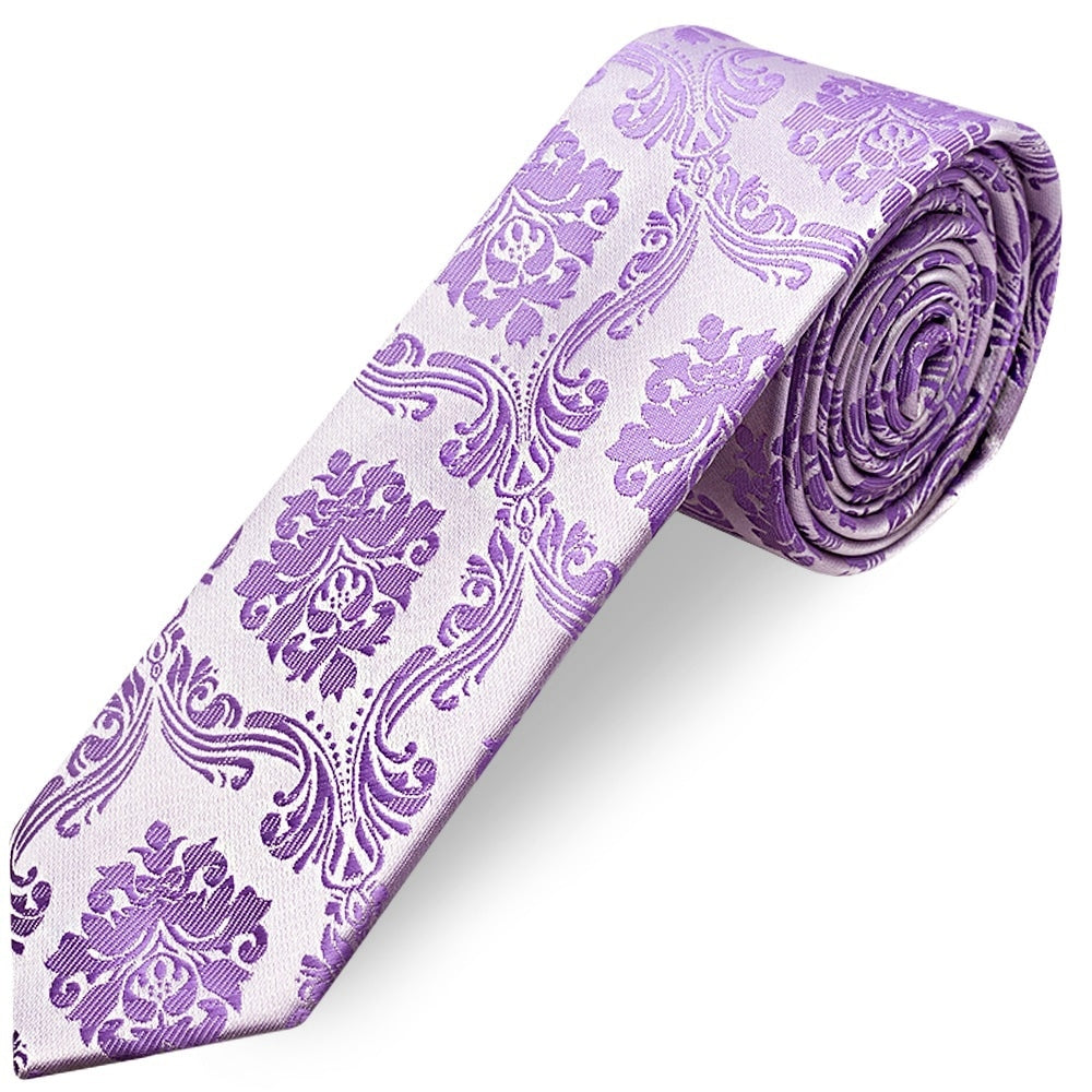 Cadbury Purple Paisley Skinny Boys Tie And Pocket Square Set 2