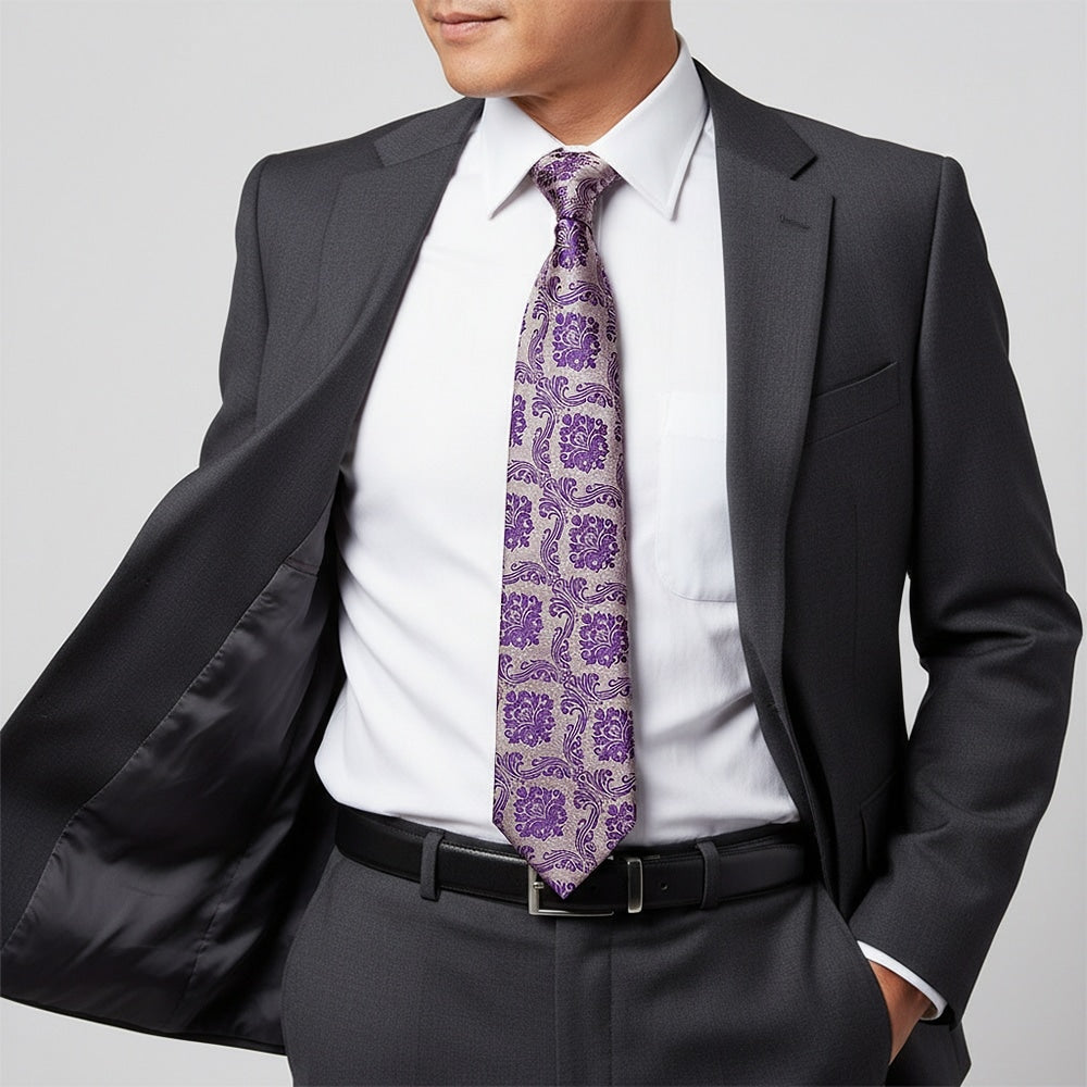 Purple Paisley Classic Mens Tie 2