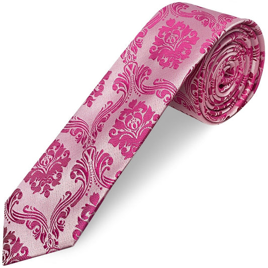 Fuchsia Paisley Skinny Boys Tie 1