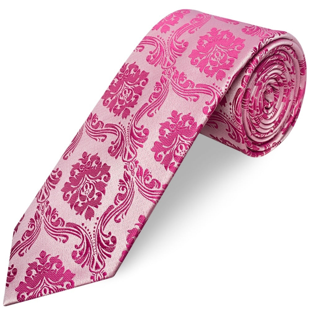 Fuchsia Paisley Classic Mens Tie And Pocket Square Set 3