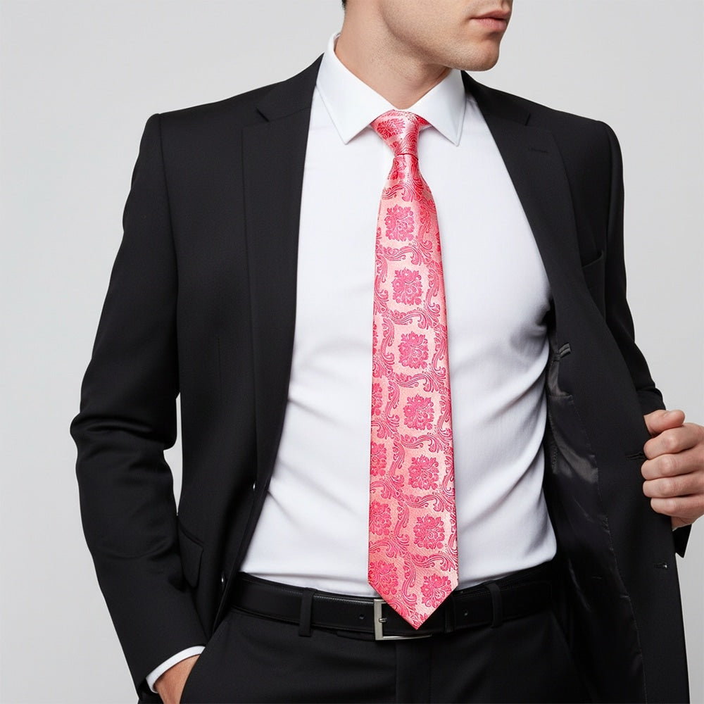 Light Coral Paisley Classic Mens Tie 2