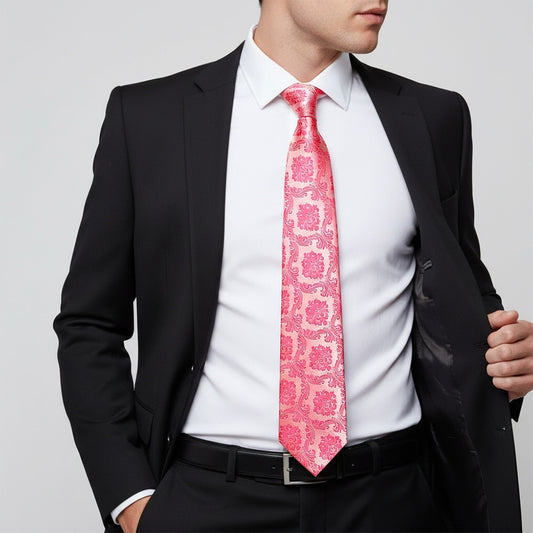 Light Coral Paisley Classic Mens Tie 2