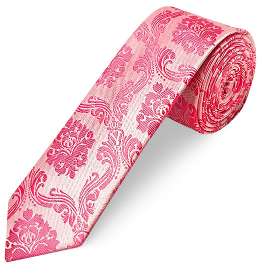 Light Coral Paisley Skinny Boys Tie 1