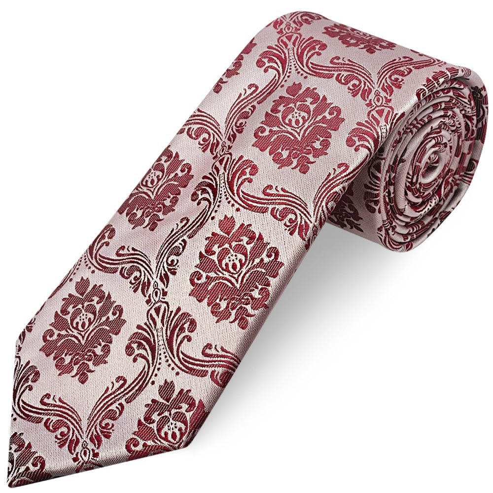 Burgundy Red Paisley Classic Mens Tie And Pocket Square Set 3