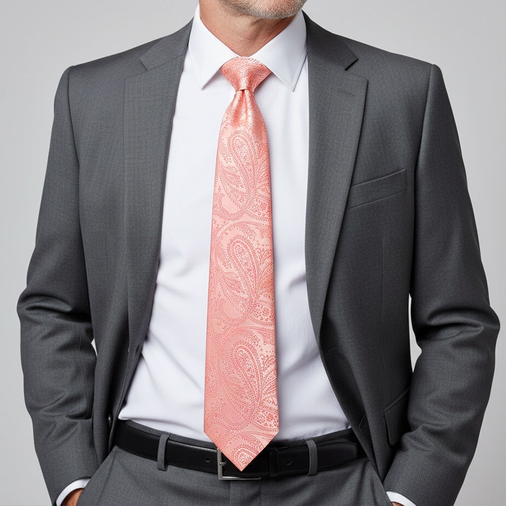 Light Pink Paisley Classic Mens Tie 2